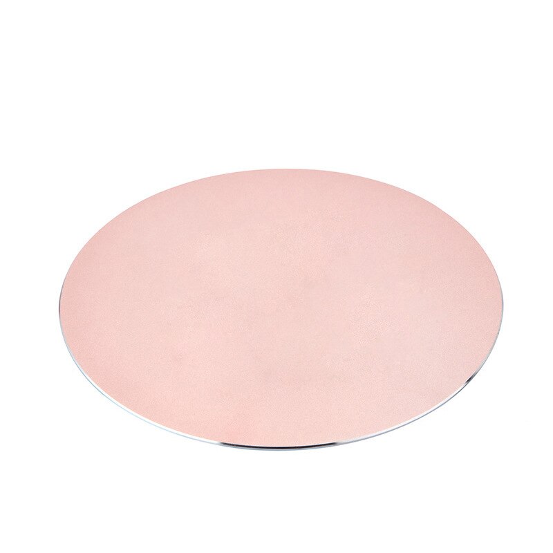 Tapis de souris rond en alliage d'aluminium anti-dérapant tapis de souris en métal de jeu accessoire d'ordinateur tapis de Table d'ordinateur de bureau: rose gold