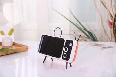 JOYLOVE 3 In 1 Wireless TV Portable Bluetooth Bass Speaker Mobile Phone Holder Stand Speaker Retro Photo Frame: Orange