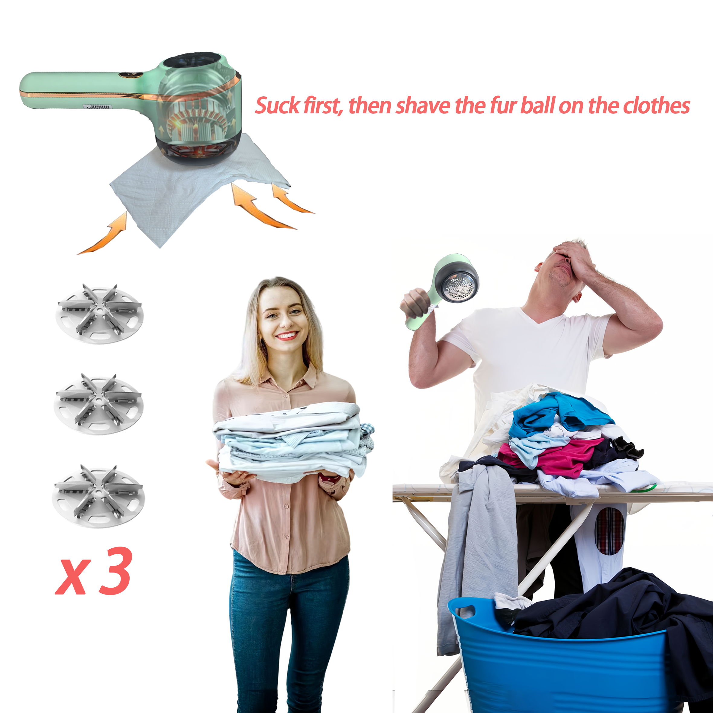Eliminador de pelusas portátil con ajuste de 3 velocidades, afeitadora de tela recargable, máquina para quitar pelusas y pellets para ropa, suéter