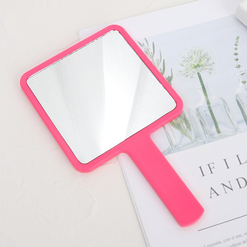 Handheld Makeup Mirror Square Makeup Vanity Mirror with Handle Hand Mirror SPA Salon Compact Mirrors Cosmetic Mirror for Women: Rose Red