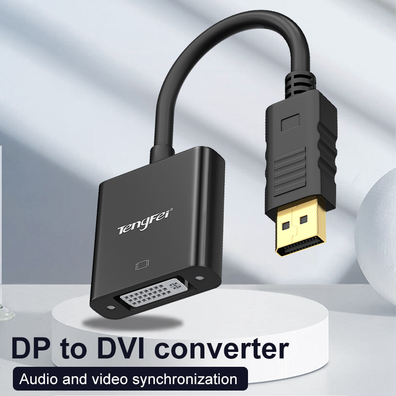 Display Port para adaptador de cabo DVI, conversor HD, macho para fêmea, PC, laptop, HDTV, monitor, projetor, 1080p