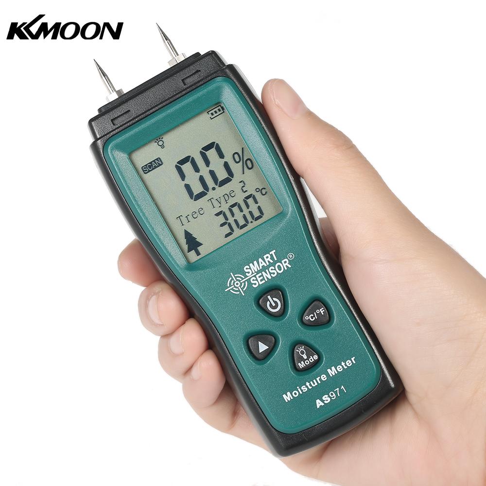 Handheld Two Pins Digital Wood Moisture Meter Wood Humidity Tester Timber Damp Detector with LCD Display Probe Range 2%~70%