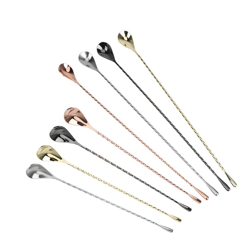 Stir Spoon Stainless Steel Mixing Cocktail Spoon Spiral Pattern Tools Bar Teadrop Spoon 30/40/50cm Bar Tool