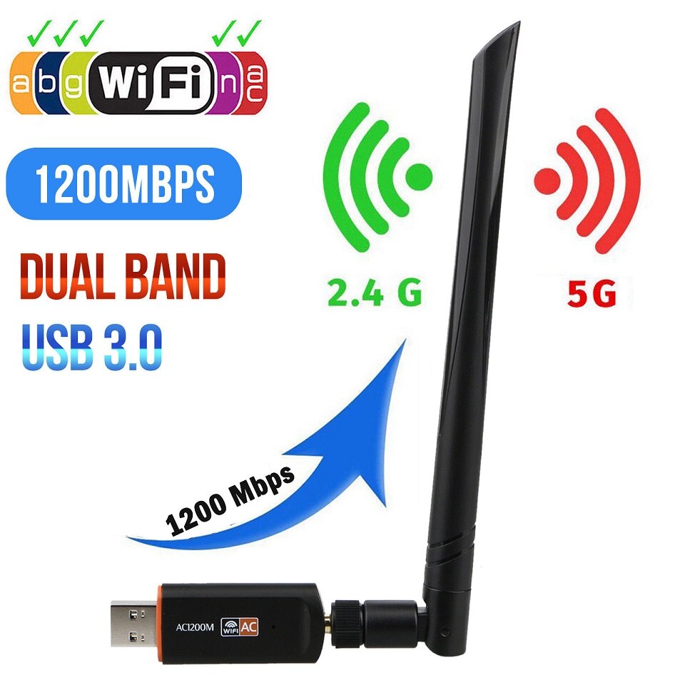 Amkle usb trådløs wifi adapter bt wifi dongle 1200 mbps usb ethernet adapter dobbel antenne lan 2.4/5.8g usb nettverkskort: 1200 mbps modell a