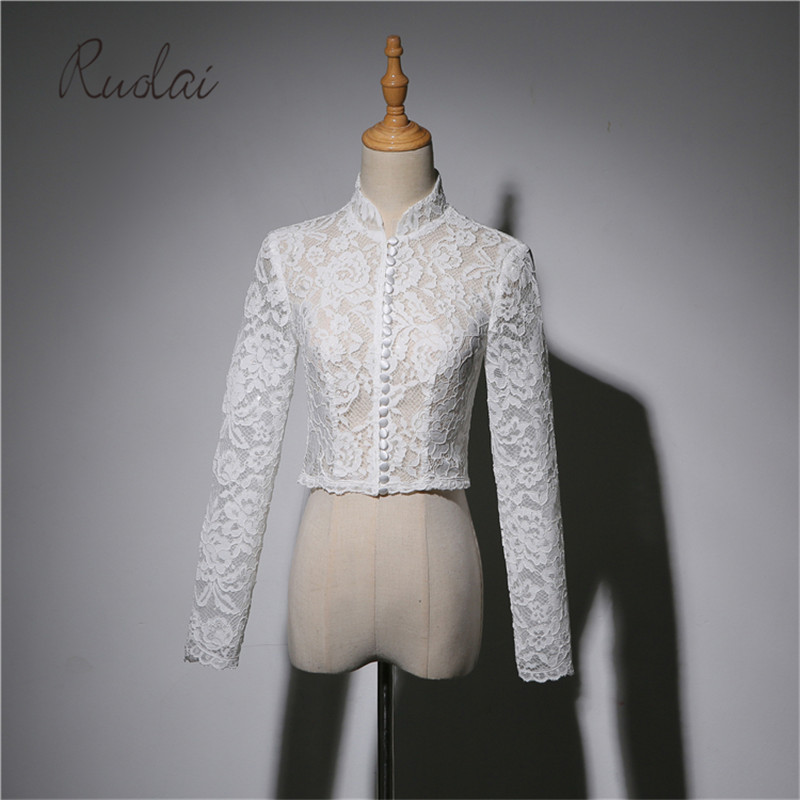 hoch Nacken Spitze Bolero Braut Jacke Hochzeit Bolero Geschmack Frauen Langarm Königlichen Braut wickeln Hochzeit Mantel Spitze für Hochzeit FJ37