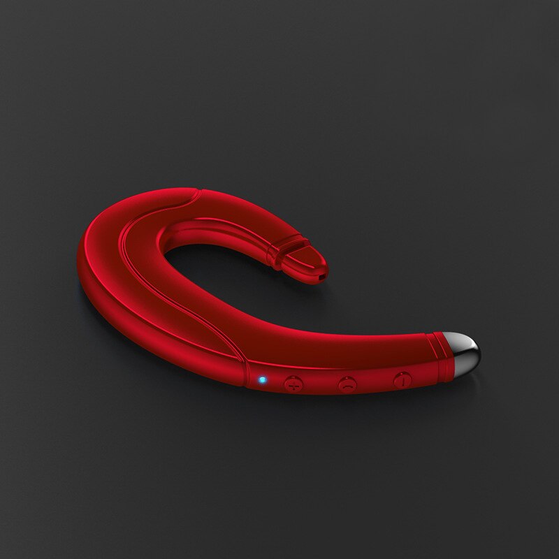 AICNLY Bluetooth Headphones Non Ear Plug True Wireless Earbuds Handsfree Headset Ear-Hook Wireless Headphones with Microphone: Red