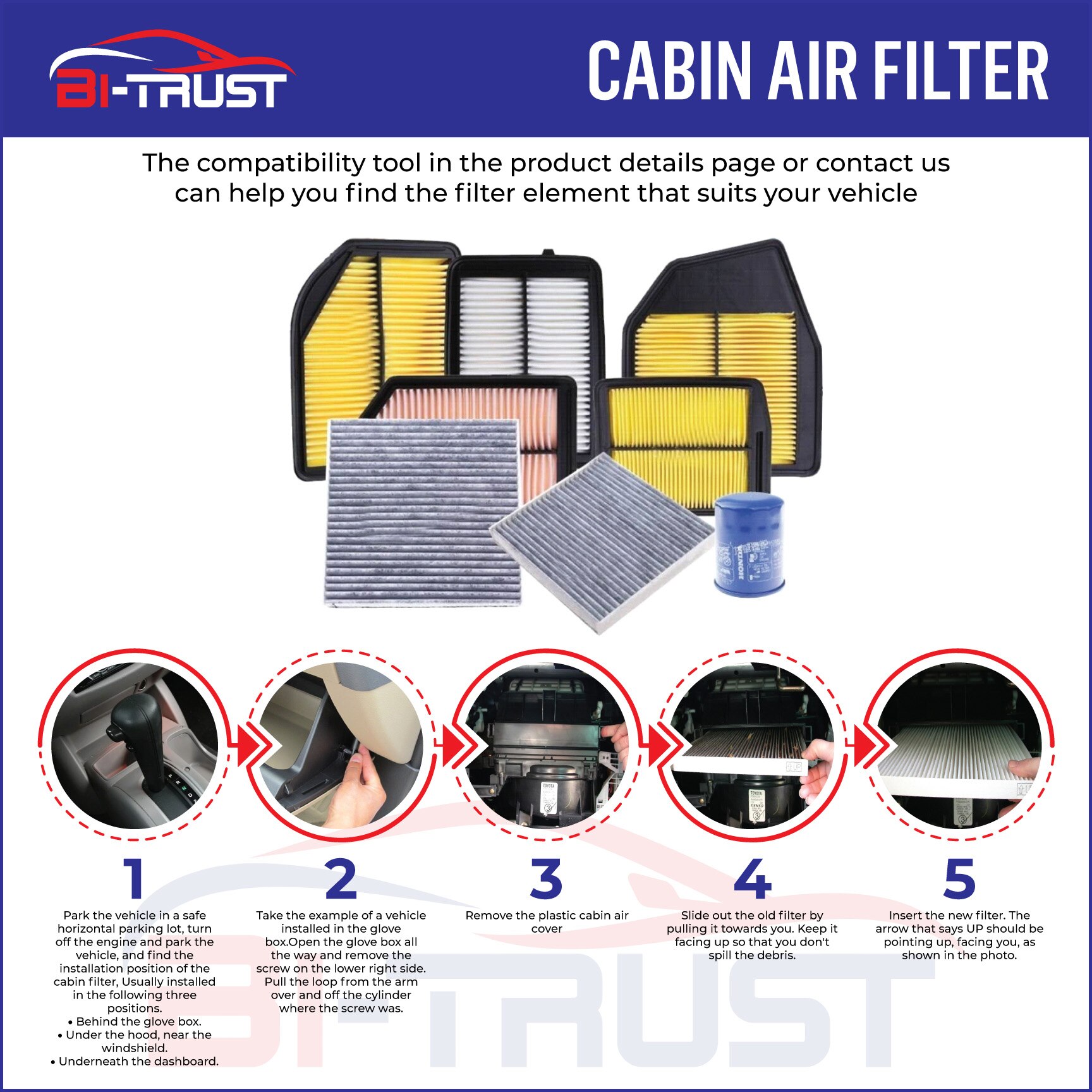 Bi-Trust Replacement Cabin Air Filter for Kia Soul CF10776,97133-2K000