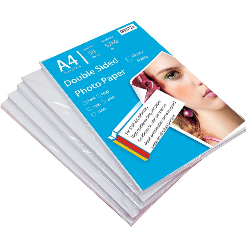 Papel estucado A4, papel fotográfico mate brillante de doble cara, impresión de inyección de tinta a color, papel fotográfico de tarjeta de visita de alto brillo, cartón de 160g