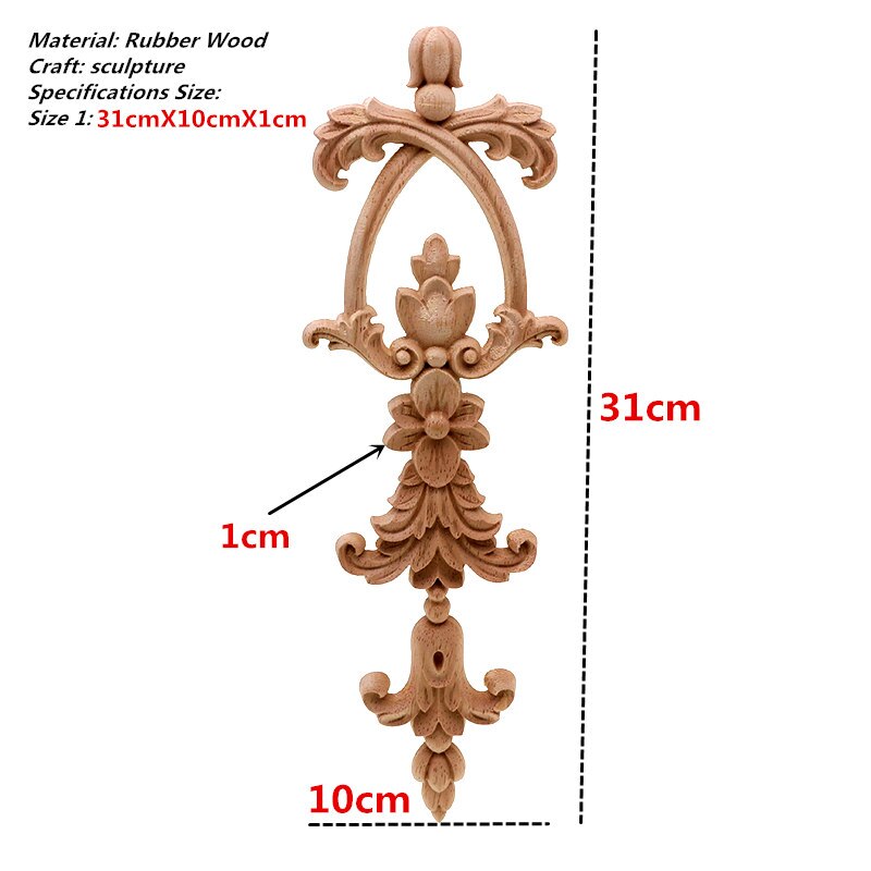 Europese applique massief hout lange stuk woondecoratie carve patronen of ontwerpen op houtwerk accessoires: 31X10cm