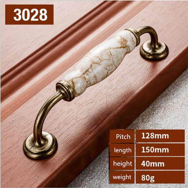 Ceramic Handles for Kitchen Cupboards Cabinet Door knobs Drawer Pulls Antique Furniture Handles Marble Vein Knobs and Handles: 3028-128mm
