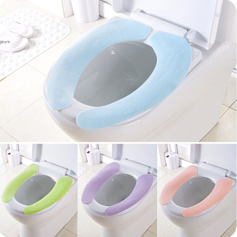 1 * cubierta de asiento del inodoro de WC pasta protector para asiento de inodoro lavable baño asiento calentador tapa de inodoro de Closestool pegajoso asiento Mat