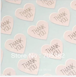 100 stks/partij DANK JE hart Sticker Labels Seals.3.8cm, stickers voor Wedding (SS-7132)