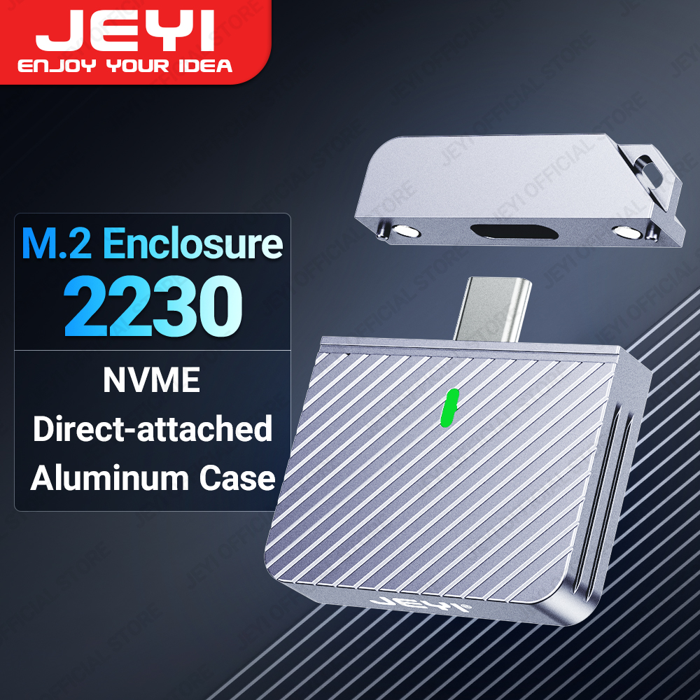 JEYI 2230 M.2 NVMe Direct-Attach SSD-Gehäuse, USB 3.2 10 Gbit/s Inline-Aluminium-Solid-State-Laufwerk mit Magnet-Schutzhülle