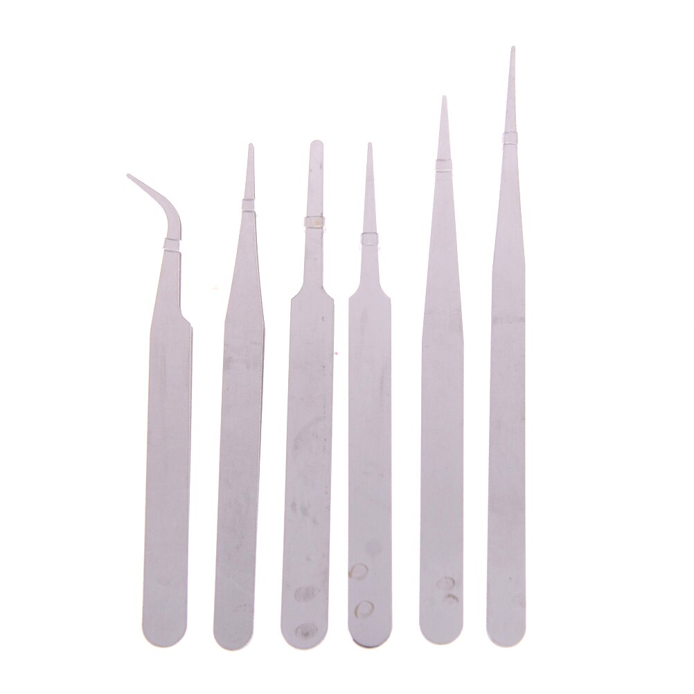 6 Pcs/set All Purpose Precision Tweezer Set Stainless Steel Anti Static Tool Kit Sewing