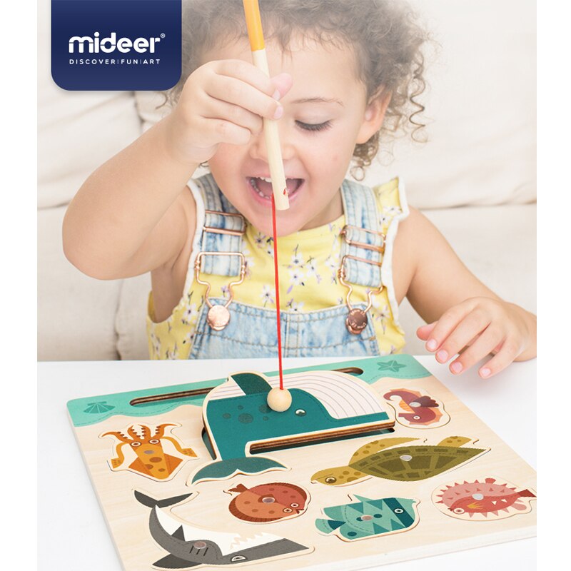 MiDeer 3D Giocattoli Di puzzle Magnetico in Legno per Bambini Educativi di Pesca Divertente Gioco di Bambini Dei Capretti Del bambino Regali Pesca Interattivo Gioco Da Tavolo