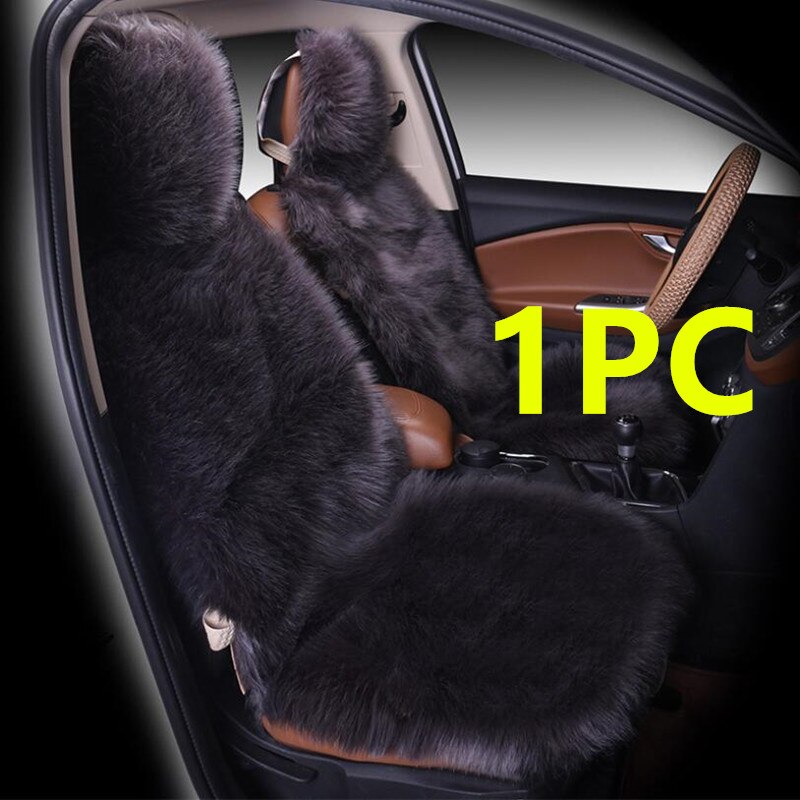 1Pc Bont Schapenvacht Auto Stoelhoezen, Universele Wol Auto Zitkussen, winter Warm Auto Voorstoel Cover Australië Imitatie Wol: Dark gray