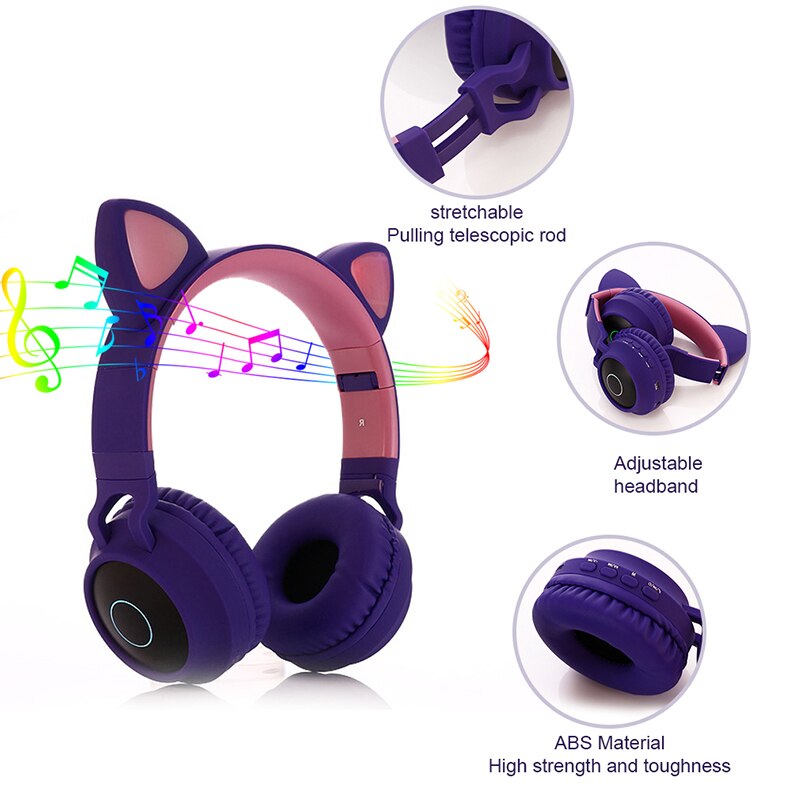 Enfants fille sur l'oreille écouteurs Bluetooth 5.0 bruit suppression stéréo casque avec Microphone mains libres appel PC téléphone portable