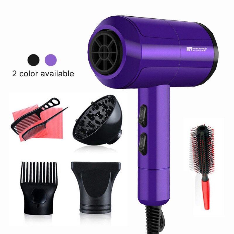 Shun Rui Hair Dryer Student Dormitory Home High-power Negative Ion Hair Dryer for Hair Salon Cold and Wind: purple-8in1