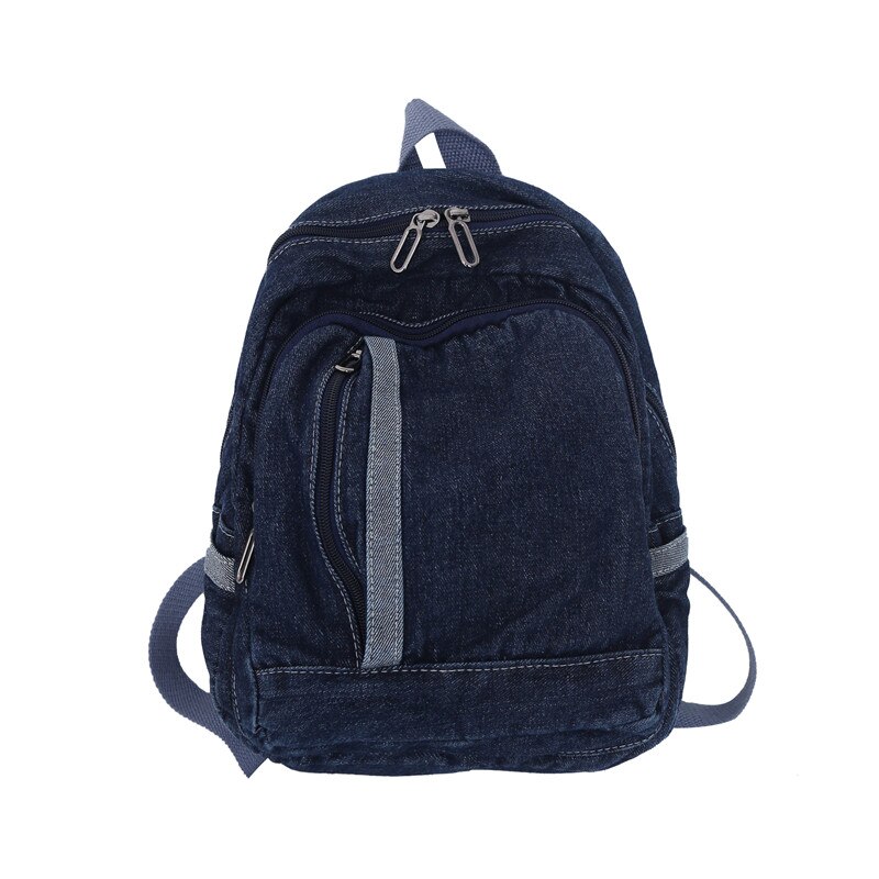 Bolsos pequeños de tela vaquera para mujer, mochila de viaje para chicas adolescentes, Vintage, Color sólido, a la , 2022: dark blue