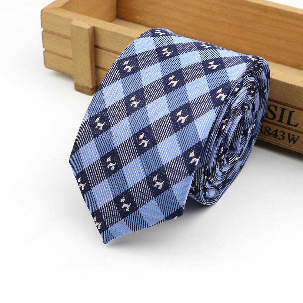 Sød tegneserie doggy jacquard slips 6cm smal afslappet polyester mandlig tynd slips business smoking shirt til mænd tilbehør: 8