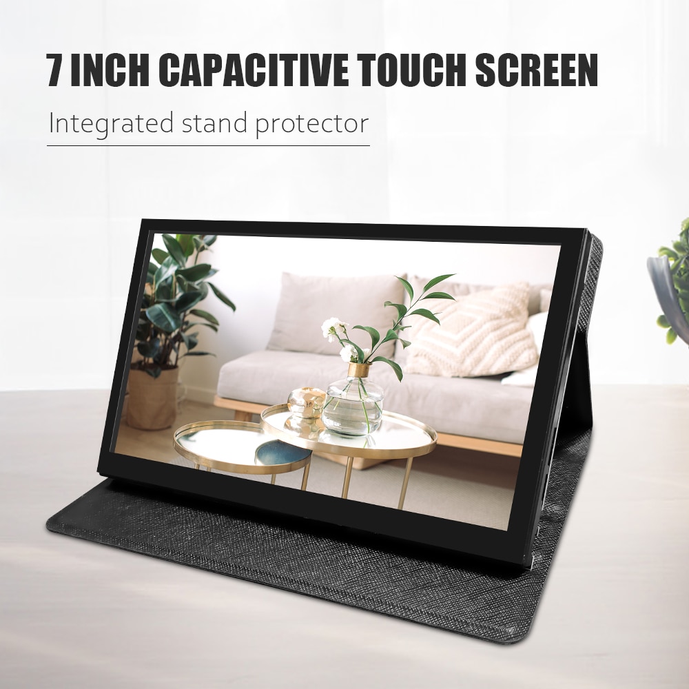 7 Zoll LCD IP-Anzeige HDMI-kompatibler Touchscreen mit Gehäbenutzen 1024x600 Auflögesungen für Himbeer Pi 3 Pi4 PC tragbaren Monitor