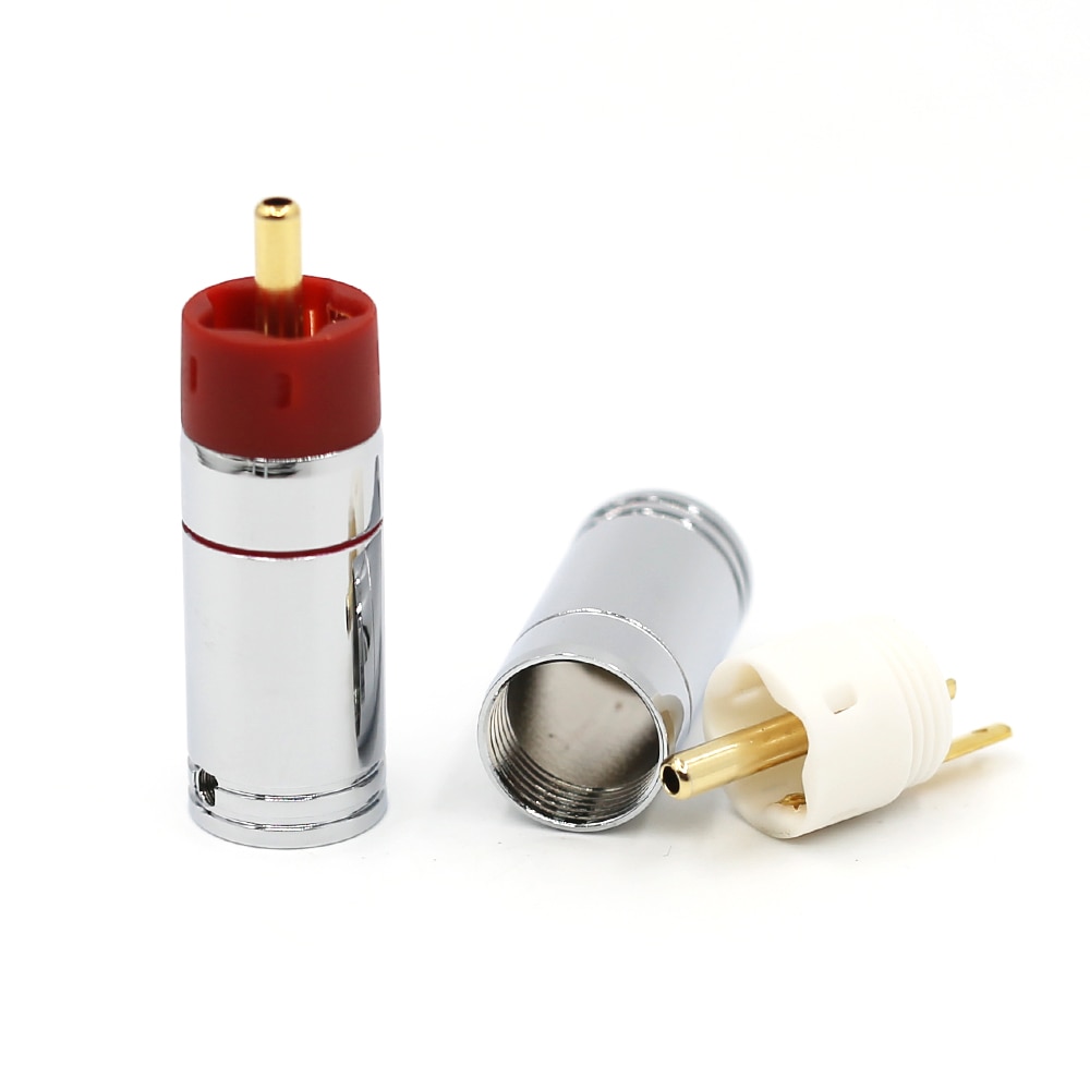 4 pçs alta fidelidade diy 9mm prata chapeado ou banhado a ouro rca plug conector de bronze, alta fidelidade rca jack