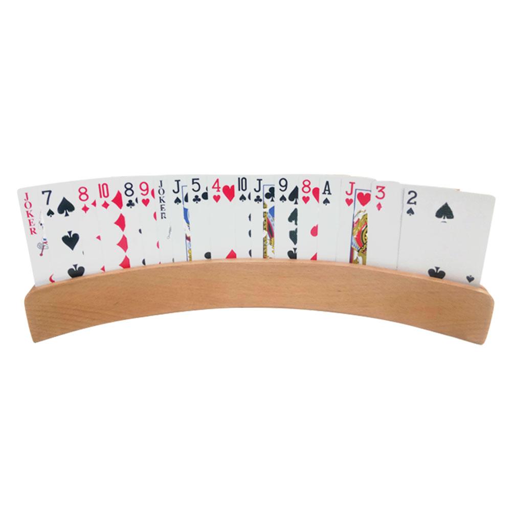 Wooden Playing Cards Holder Arc Playing Cards Holder Curved Games Card Holder for Cards Games 4PCS/Set