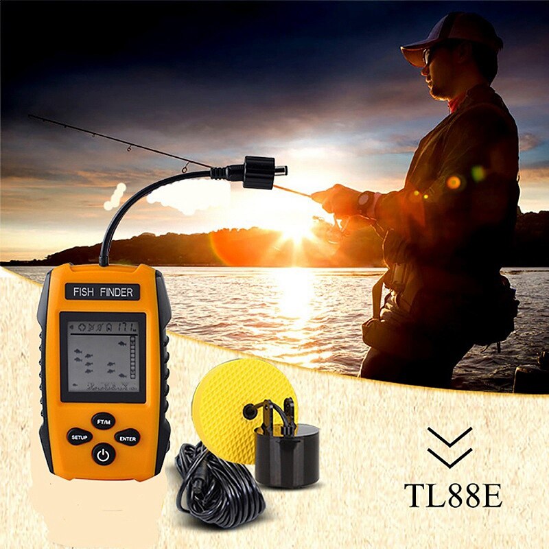 Draagbare Fishfinder Echolood 100M Sonar Lcd Echo Sounders Fishfinder Echolood Voor Vissen Kabel Sonar Vis finder