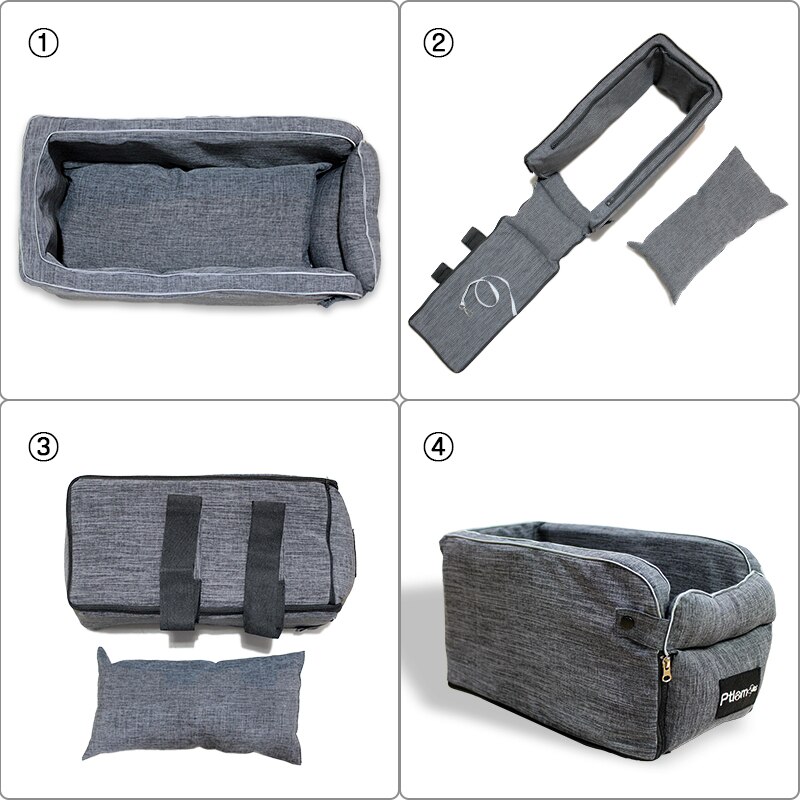 Asiento de coche portátil para mascotas, compartimento de reposabrazos para coche, cama Perrera de refuerzo, antideslizante, para perros pequeños, gatos y viajes