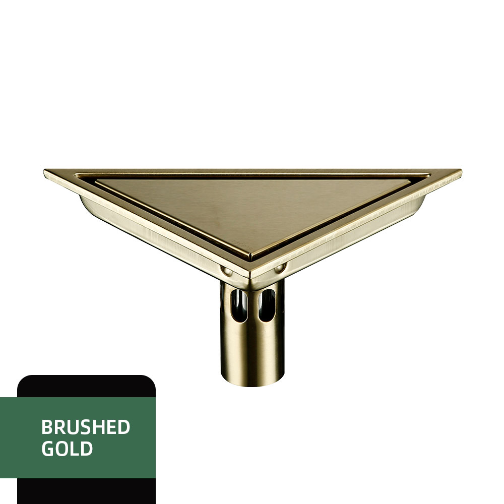 Golvavlopp i rostfritt stål, sifon, triangelformad lock, badrumsavlopp, ren sil, rostfri, luktfri, 304 tillbehör: Gul