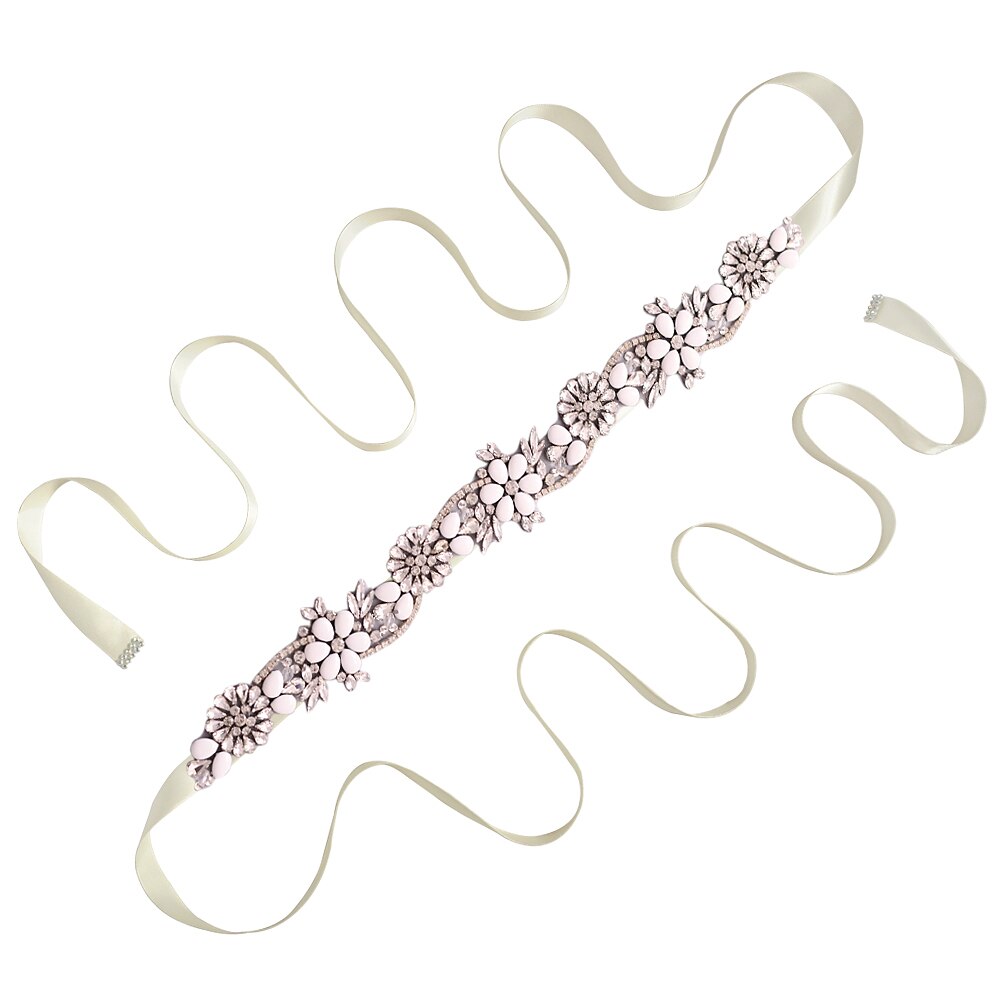 TRiXY S431 Elegante Silber Strass Gürtel Hochzeit Gürtel Schärpe Braut Gürtel für Frauen Brautjungfer Gürtel Juwel Gürtel für Braut Bund: Elfenbein