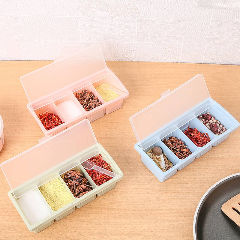 Eco-friendly Plastic Seasoning Box Sugar Pepper Salt Cans Herb Spice Containers Kitchen Tools 21.5*9.6*5.8 cm