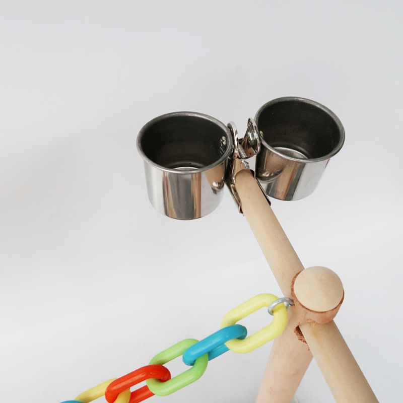 Espejo con pájaro loro soporte de juego Cockatiel parque infantil perca de madera escalera de gimnasio alimentador tazas columpio escalada ejercicio juguetes suministros para mascotas