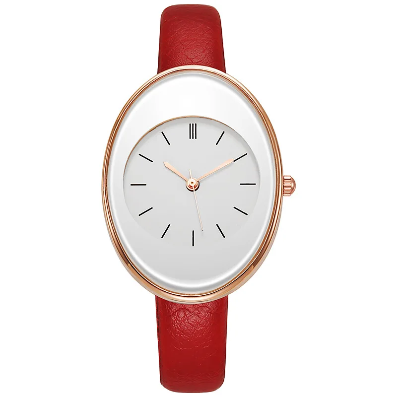 Modehorloge voor dameshorloges Bestverkopende producten Luxe dameshorloge Damespersoonlijkheid Eenvoudige riem Reloj Mujer: Rood