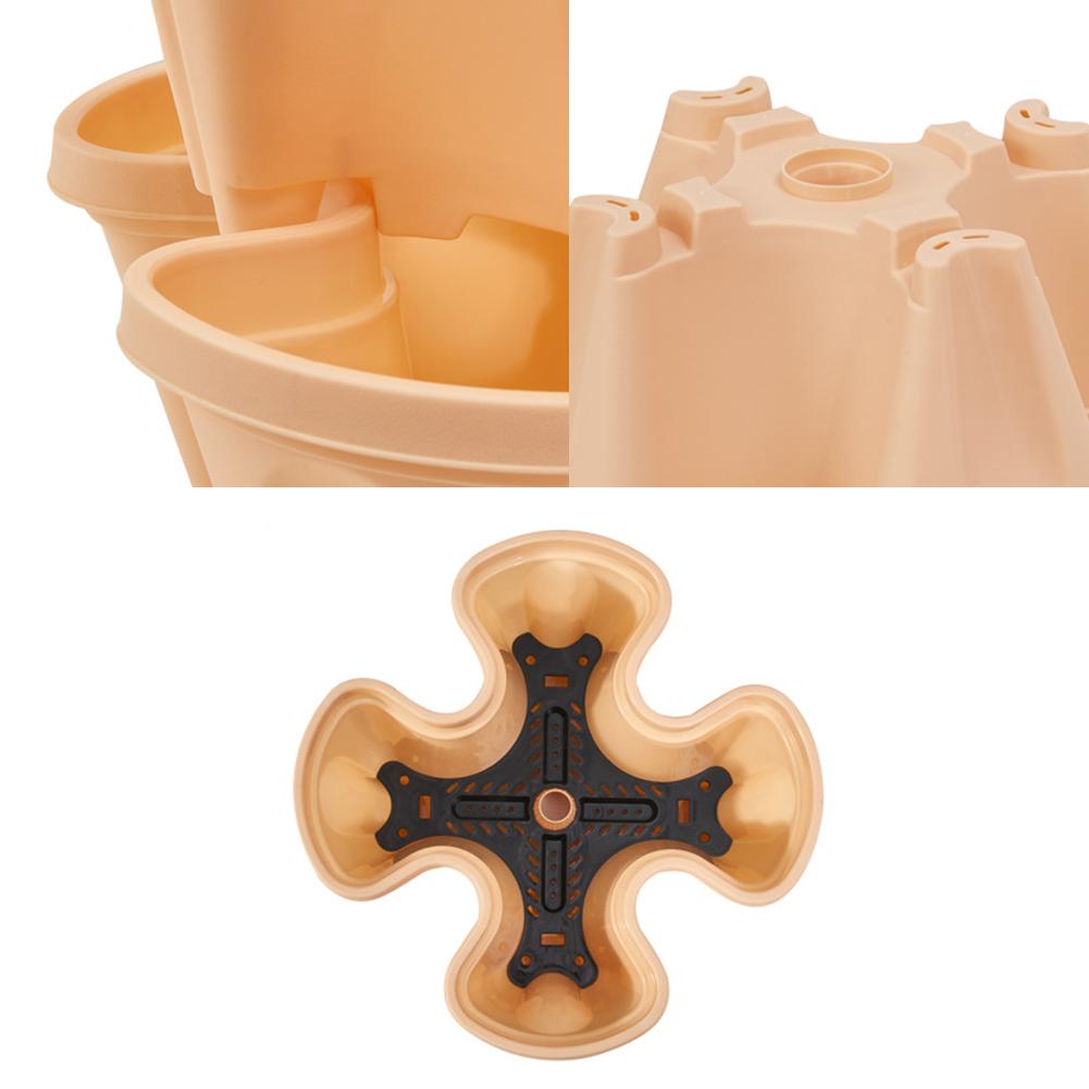 Plastic Stackable Vertical Planter, Seedling Holder Garden Planter Gardening Nursery Pots for Strawberry Planting (Beige)