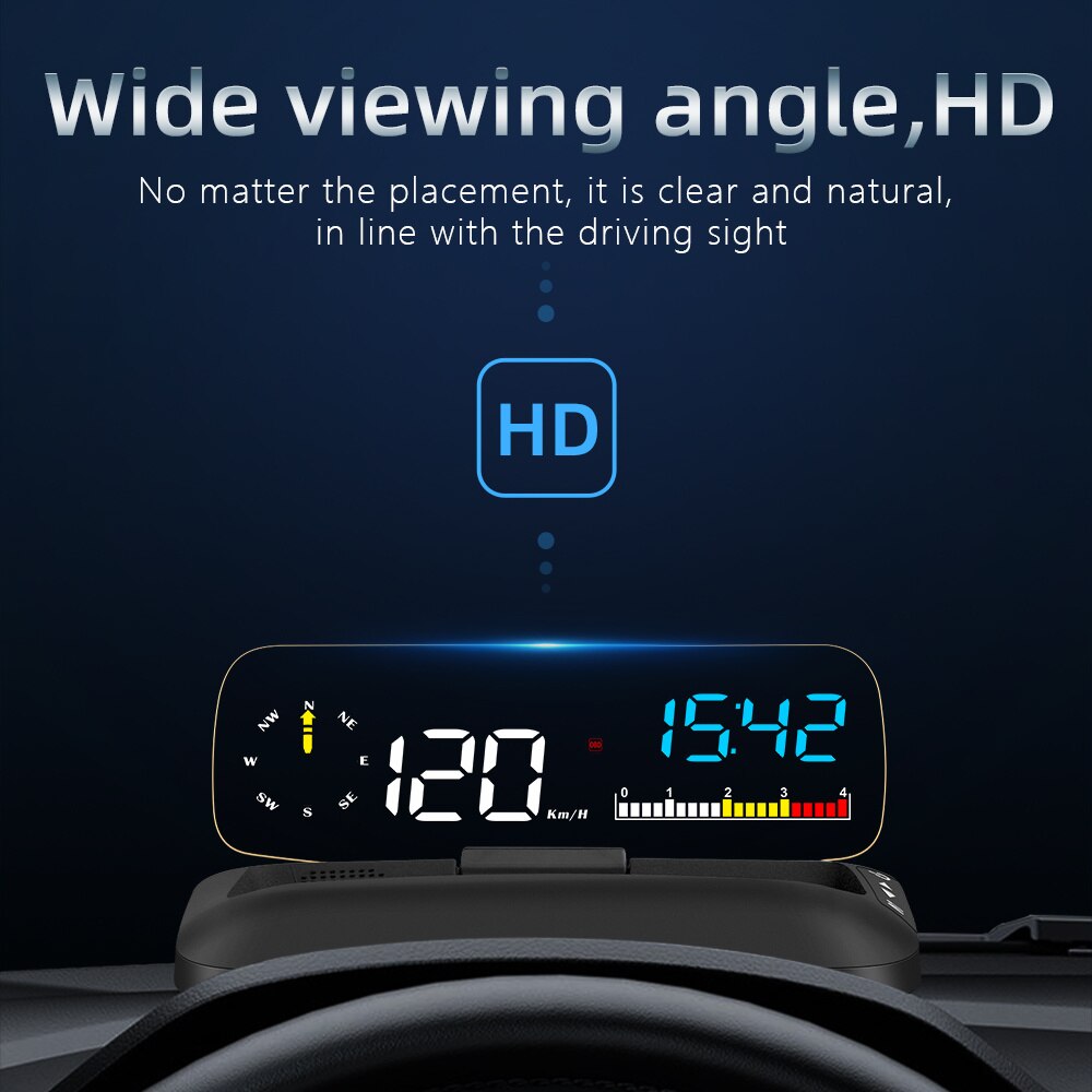 Hud  c5 head-up-display obd 2+ gps-tachometer auto-windschutzscheiben-geschwindigkeitsprojektor km/h/kpm kompatibel mit allen autos