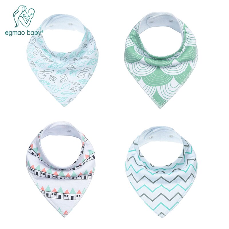 4- pack barnhaklapp för spädbarn 100%  absorberande bandana-haklapp i bomull med justerbara tryckknappar salivhandduk rapsduk