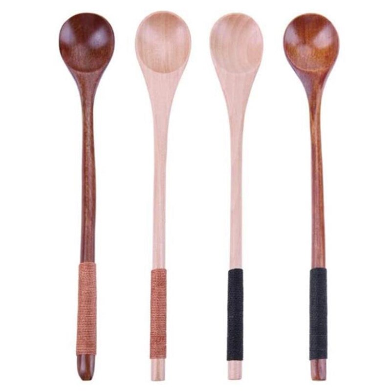 4 pezzi cucchiai di legno cucchiai da mangiare cucchiai di riso cucchiaino di legno cucchiaio da gelato per caffè tè marmellata sali da bagno: Default Title