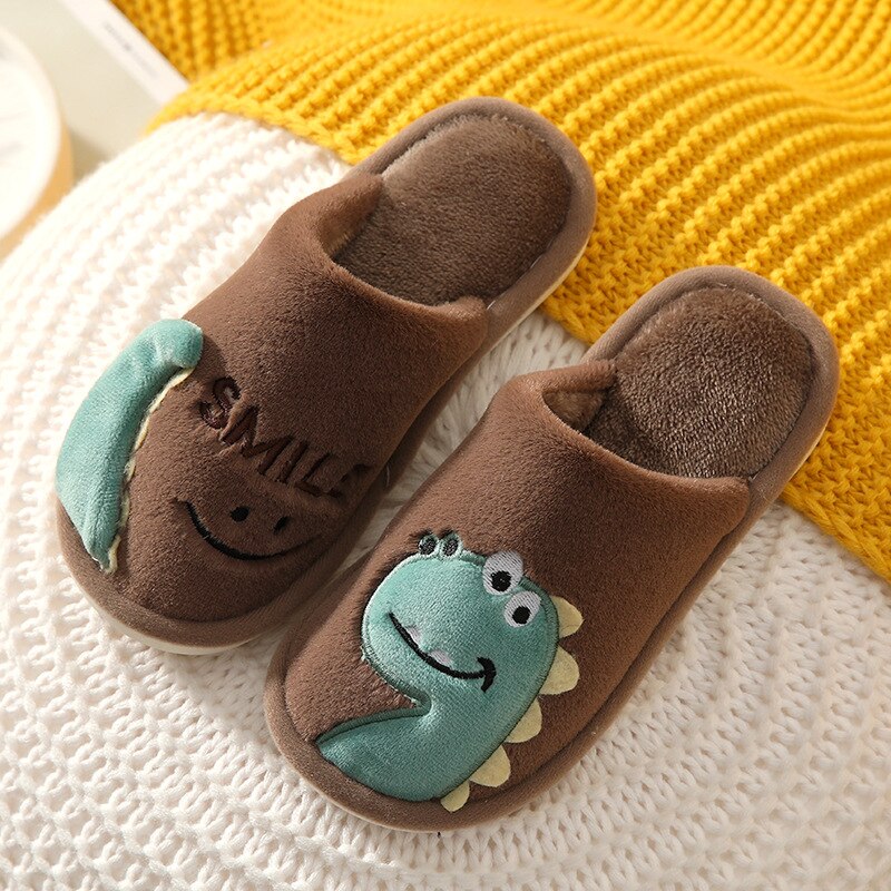 Bébé fille pantoufles dinosaure garçon diapositives automne hiver dessin animé intérieur chaussures enfants enfants anti-dérapant en peluche fourrure bascule: a5 / 18