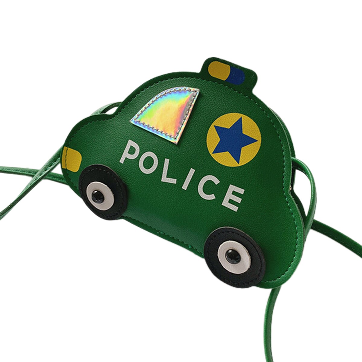 Newest Trendy Children Police Car Crossbody Bag Zipper Car Shaped Mini Shoulder Bag Purse for Kids Traveling: Green