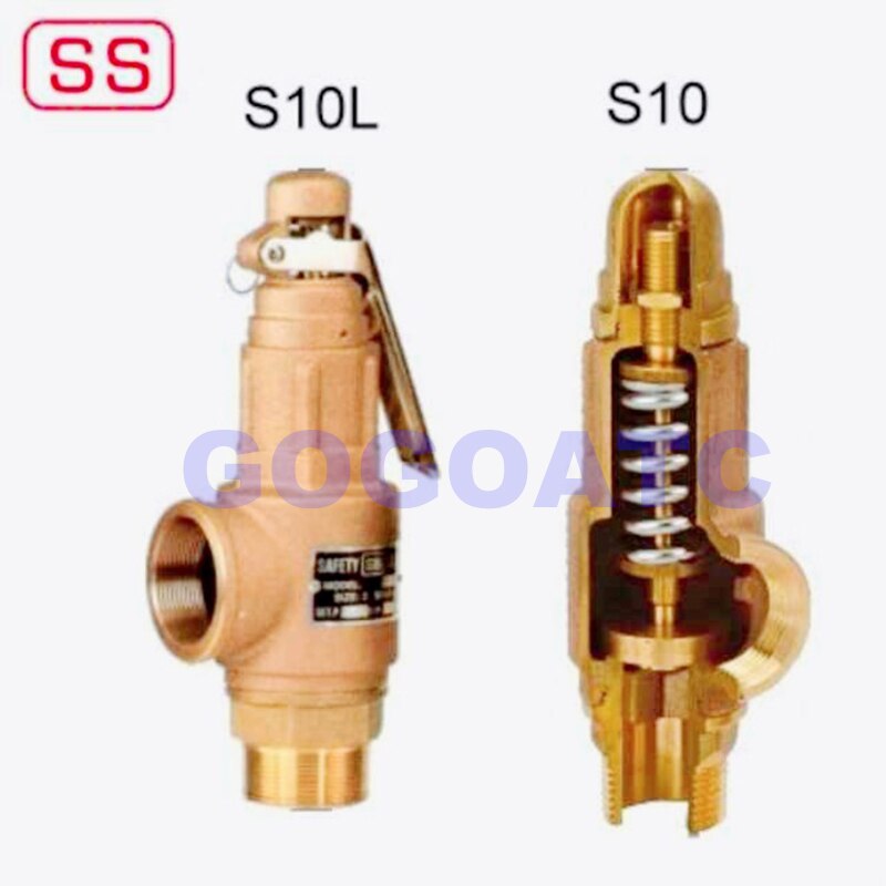 S10 S10L bronze safety valve steam adjustable pressure full copper 1/2 thread DN15 10/20/30bar pressure relief valve with handle