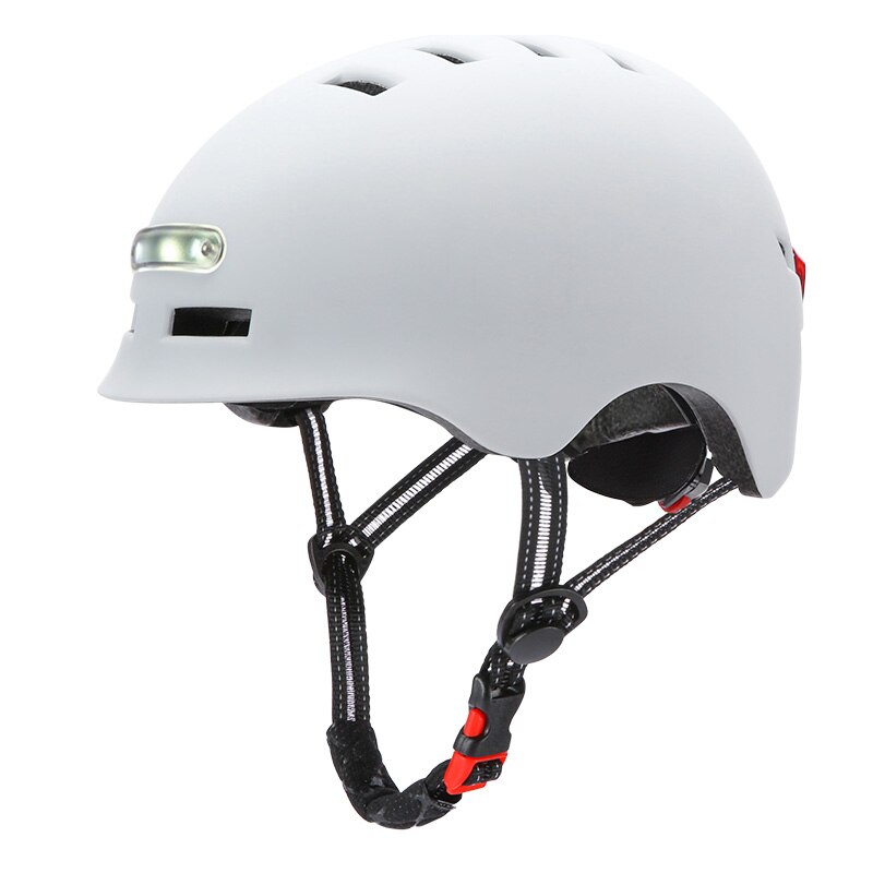 Udendørs sportsbelysning advarsel med lysintegreret hjelm ridning cykel balance bil elektrisk bil scooter ridehjelm: Hvid / L