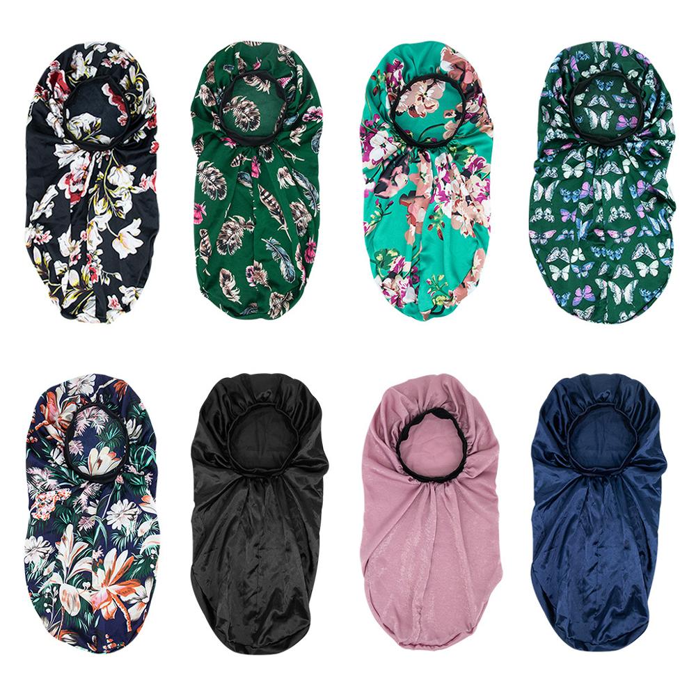 Lange mutsen voor vrouwen, afrikaanse tulband, hoofddoek, slaapmuts, satijnen zijdeachtige print, haarmuts, vlecht, slouchy hoed, tb -83a