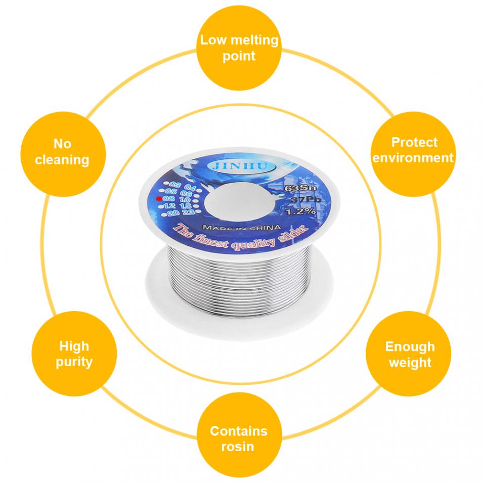 63/37 30g 0.5mm 0.6mm 0.8mm 1.0mm Tin Lead Rosin Core Solder Wire with 1.2% Flux Low Melting Point for Electric Soldering Iron