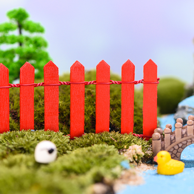 Kleine Zaun Handwerk Micro Landschaft Farbe Holz Bonsai Sukkulenten Mini Zaun Dekoration Garten Environmentaly Schutz: Rot