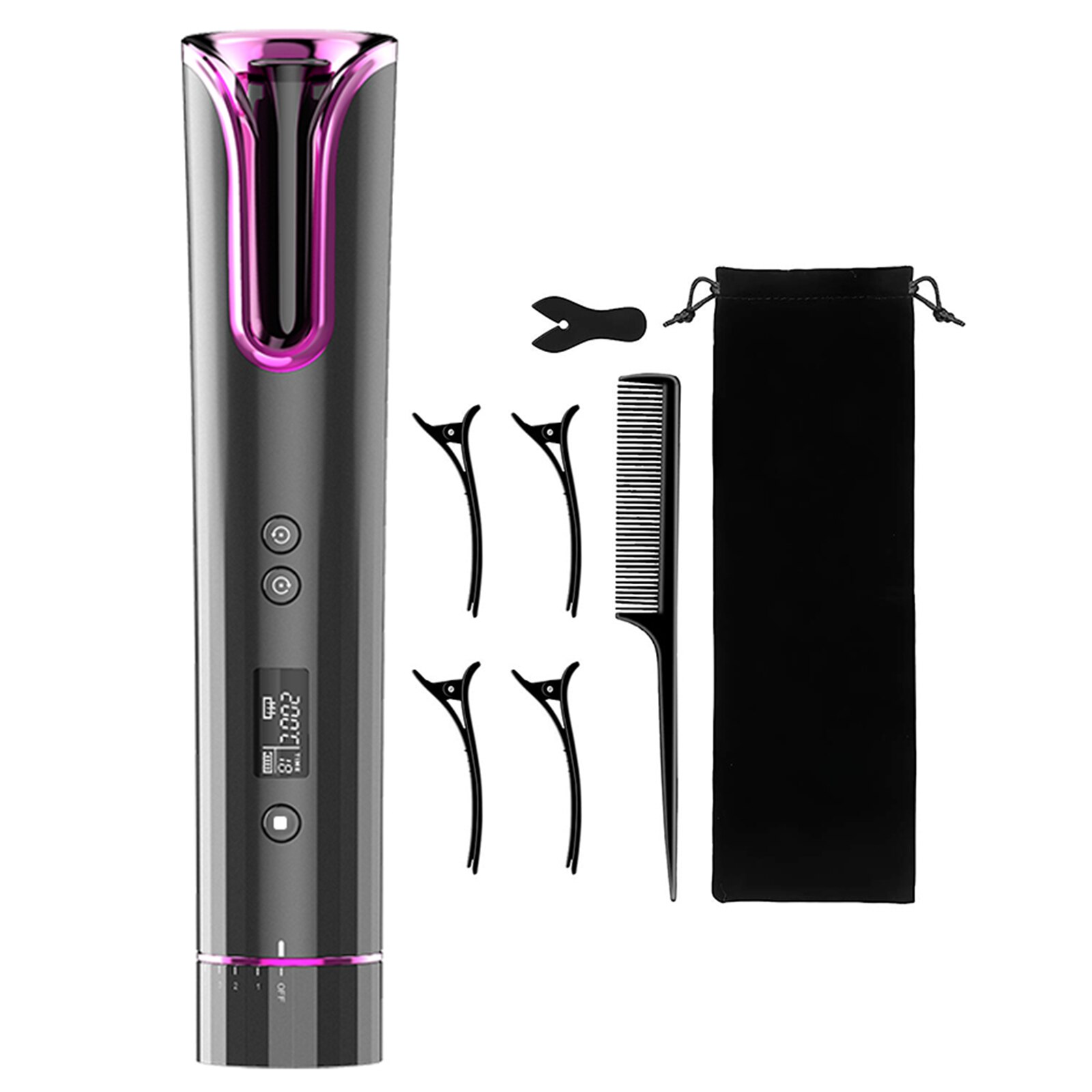 kabellos Automatische Haar Curler eisen drahtlose Eisstockschießen Eisen USB Aufladbare Luft Curler für Locken Wellen LCD Anzeige Keramik Lockige: 4800mAh schwarz