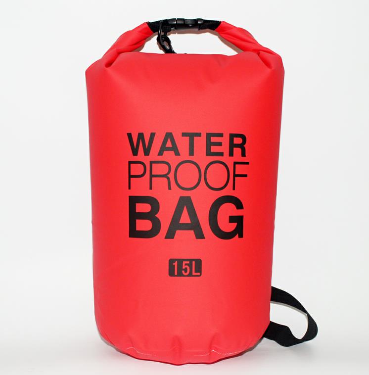 10L 15L Outdoor PVC Swimming Waterproof Dry Ocean Pack Sack Pouch Bag Swim Rafting Impermeable Water Proof Bag: Red 15L