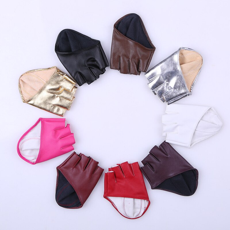 Gants moulants demi-doigt en simili cuir pour femmes, moufles Sexy, demi-paume, fête, pour dames, courts, noirs, tendance,