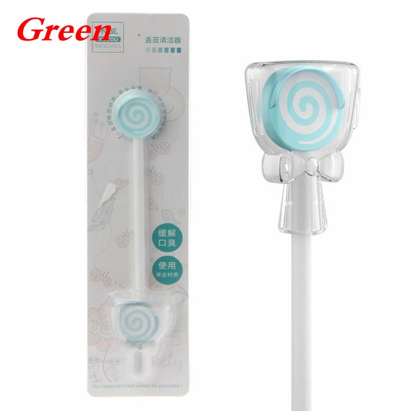 Lollipop Baby Tongue Brush Tongue Cleaner Scraper Cleaning Tongue Oral Care Oral Hygiene Keep Fresh Breath: Green