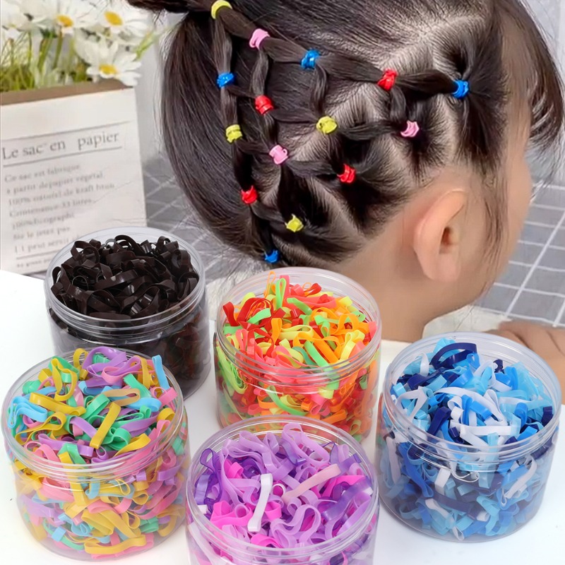 500 Uds. Bandas de goma desechables gruesas de alta elasticidad para niños, coleteros para niñas, lazos para el cabello, bandas coloridas para el cabello, accesorios para el cabello